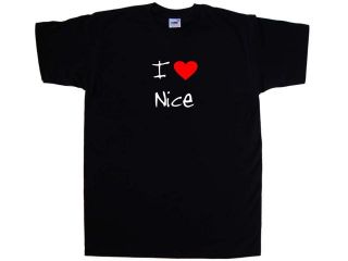 I Love Heart Nice Black T Shirt