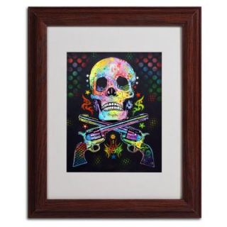 Trademark Fine Art 11 in. x 14 in. Skull and Guns Matted Brown Framed Wall Art ALI0256 W1114MF