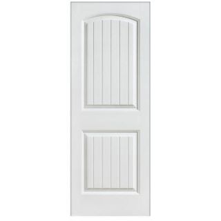 Masonite 32 in. x 80 in. Cheyenne Smooth 2 Panel Camber Top Plank Hollow Core Primed Composite Single Prehung Interior Door 95334