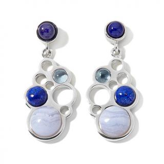 Jay King Blue Lace Agate, Blue Topaz and Lapis Sterling Silver Drop Earrings   7718771