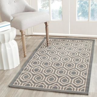 Safavieh Courtyard Anthracite/Beige Geometric Pattern Indoor/Outdoor