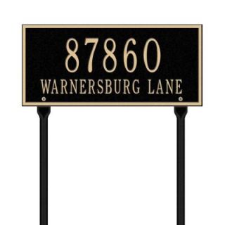 Whitehall Products Hartford Rectangular Black/Gold Standard Lawn 2 Line Address Plaque 1323BG