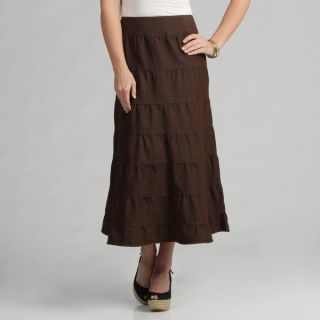 Live A Little Womens Brown Tiered Maxi Skirt   Shopping