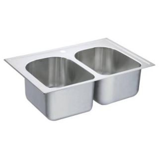 MOEN 1800 Series Drop In Stainless Steel 33 in. 1 Hole Double Bowl Kitchen Sink G182571