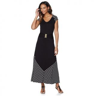 Liz Lange Cap Sleeve Maxi Dress with Belt   7969342