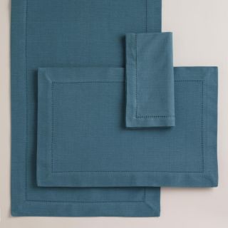 Aegean Blue Hemstitch Table Linens Collection