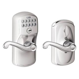 Schlage Plymouth Bright Chrome Keypad Entry with Flair Interior Lever DISCONTINUED FE595 PLY 625 FLA