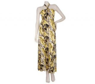 I.f. by It Figures Long Printed Maxi Halter Cover up Dress —