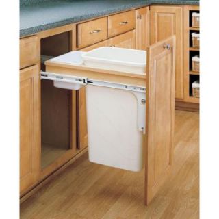 Rev A Shelf 22 in. H x 12 in. W x 25 in. D Single 50 Qt. Pull Out Wood Top Mount Waste Container for 1.5 in. Face Frame Cabinet 4WCTM 1550DM 1