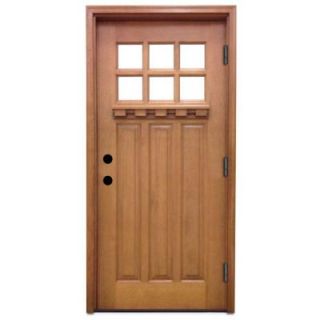 Steves & Sons 36 in. x 80 in. Craftsman 6 Lite Stained Mahogany Wood Prehung Front Door M3306 6 AW MJ 6OLH