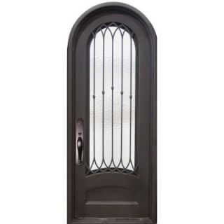 Iron Doors Unlimited 40 in. x 98 in. Concord Classic 3/4 Lite Painted Oil Rubbed Bronze Decorative Wrought Iron Prehung Front Door IC4098RRLW