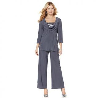 Slinky® Brand Sequin Cowl Neck Tunic and Pant Set   7909259