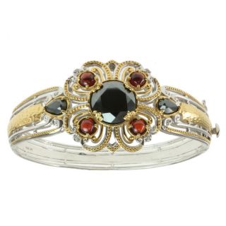 Michael Valitutti Two tone Hematite, Garnet and White Sapphire