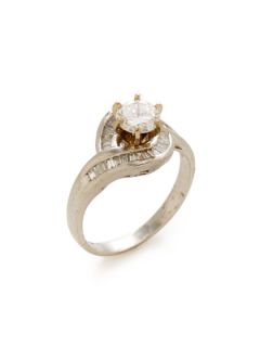 Estate Platinum & Multi Cut Diamond Swirl Ring by Estate Fine Jewelry
