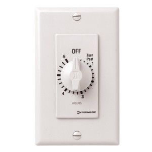 Intermatic FD46HW Timer Switch, 125V 277V 6 Hr. DPST In Wall Mechanical Spring Wound Countdown   White