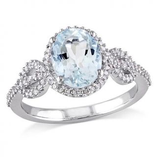 1.64ct Aquamarine and White Diamond Halo 10K White Gold Ring   8055969