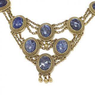 Audrey Hepburn™ Collection Blue Sodalite Cabochon Goldtone 16" Bib Neckla   7660401
