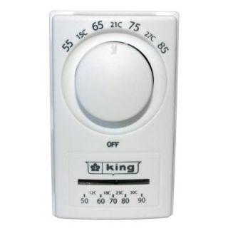 King Electric 5 1 1 Day Anticipated Euro Style Double Pole Thermostat with Thermometer in White HET 2R