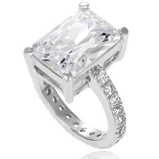 Tressa Sterling Silver Emerald cut Cubic Zirconia Bridal style Ring