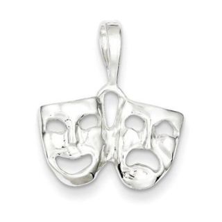 Sterling Silver Comedy/Tragedy Charm (0.9in long x 0.7in wide)