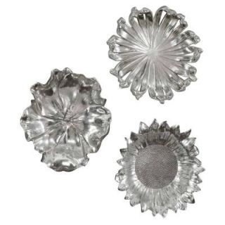 Home Decorators Collection 17 in. x 17 in. Silver Plated Flower Design Wall Art (Set of 3) 1902000250