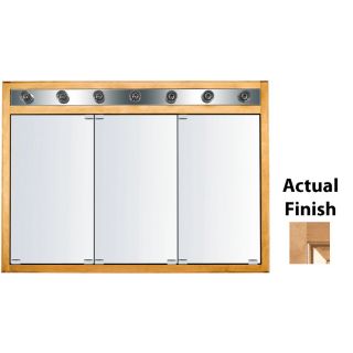 KraftMaid Traditional 47 in x 33 in Square Surface/Recessed Mirrored Wood Medicine Cabinet with Lights