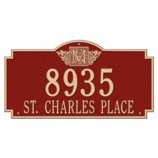 Whitehall Products Monogram Estate Rectangular Red/Gold Wall 2 Line Address Plaque 5004RG