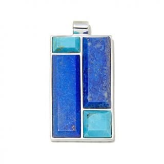 Jay King Rectangular Turquoise and Lapis Sterling Silver Pendant   8044508