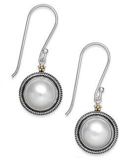Cultured Freshwater Pearl Drop Earrings in 14k Gold and Sterling