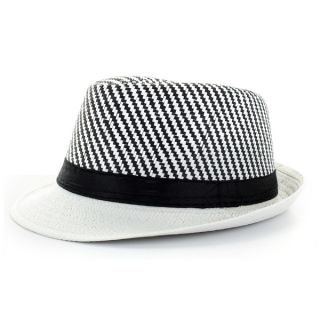Faddism Mens Black/ White Fashion Fedora Hat
