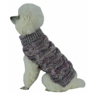 PET LIFE Large Light Grey and Dark Grey and Pink Royal Bark Heavy Cable Knitted Designer Fashion Dog Sweater SW16GYLG