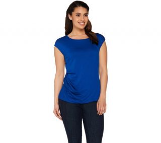 Lisa Rinna Collection Cap Sleeve Knit Top with Side Twist Detail —