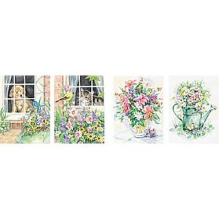 Dimensions Pencil By Number Kit, 9 x 12, Set of 4 Cat, Dog, (2) Floral