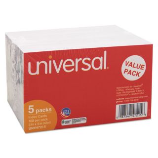 Universal 3 x 5 White Ruled Index Cards (Pack of 5)  