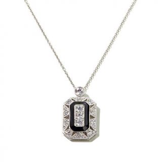 Xavier .85ct Absolute™ Black Enamel Sterling Silver Pendant with 18" Chai   7877825