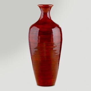 Red Lacquer Bamboo Vase