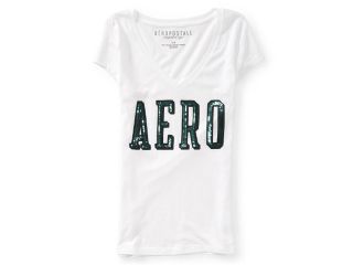 Aeropostale Womens Sequined Logo Embellished T Shirt 498 M