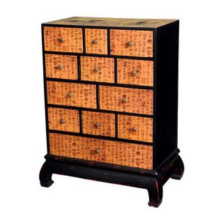 Oriental Furniture Chinese Art Design Red and Black Standard Chest