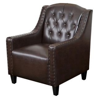 Gabriel Tufted Leather Club Chair   Brown   Christopher Knight Home