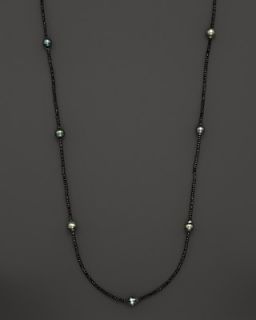 Tahitian Pearl Necklace with Black Spinel, 42.5"