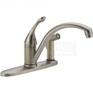 Delta 340 SS DST Collins Single Handle Kitchen Faucet with Integral Spray   Brilliance Stainless Steel