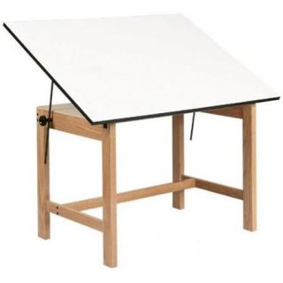 Titan Solid Oak Drafting Table without Drawer in Natural Finish (60 in. L x 37.5 in. W x 30 in. H)