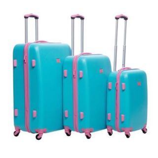 Anne Klein Palm Springs 3 piece Hardside Spinner Luggage Set Turquoise /Carnation