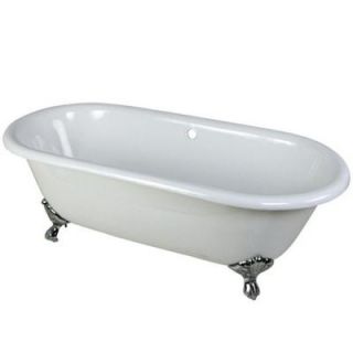 Aqua Eden 5.5 ft. Cast Iron Polished Chrome Claw Foot Double Ended Tub in White HVCTND663013NB1
