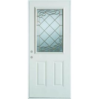 Stanley Doors 32 in. x 80 in. Art Deco 1/2 Lite 2 Panel Prefinished White Steel Prehung Front Door 1320S S 32 R