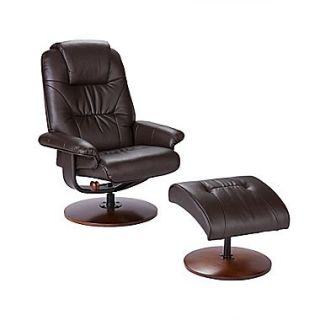 SEI 40 1/2 x 31 Bonded Leather Recliner and Ottoman Set, Brown
