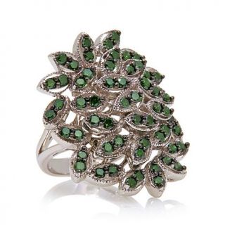 1.75ct Green Diamond Sterling Silver Floral Cluster Ring   7738050
