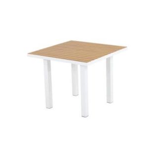 POLYWOOD Euro Gloss White 36 in. Square Patio Dining Table with Plastique Natural Teak Top DISCONTINUED AT36FAWNT
