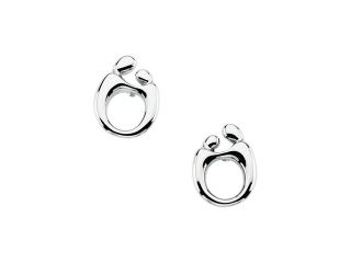 14K White Gold Mother & Child Post Earring With Back   Earrings & Ear Cuffs