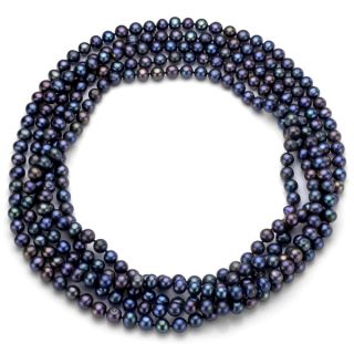 DaVonna Cultured FW Black Pearl 100 inch Endless Necklace (6 6.5 mm)